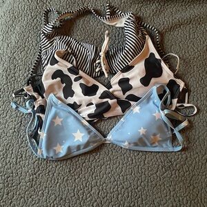 SHEIN Tops-  Black & White Cow Print, black/white stripes, & blue/white Tops